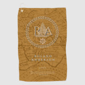 Serviette De Golf Nautical Rope Monogram Map Brown (Devant)