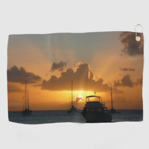 Serviette De Golf Navires et Sunset Tropical Seascape