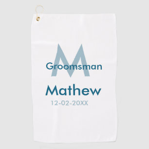 Serviette De Golf Navy bleu nom de garçon d'honneur lettre date masc