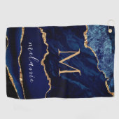 Serviette De Golf Navy Blue Gold Golf Towel Personalized Name Letter (Horizontal)