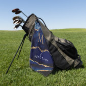Serviette De Golf Navy Blue Gold Golf Towel Personalized Name Letter (Vert)