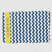 Serviette De Golf Navy Blue Zigzag, Navy Blue Chevron, Votre nom (Horizontal)