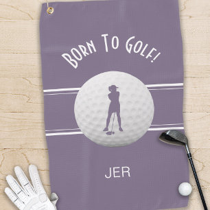 Serviette De Golf Né à Golf Golfer Sports Silhouette Purple Funny