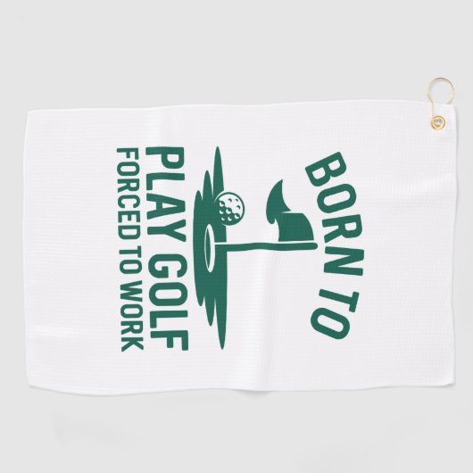 Serviette De Golf Né Au Golf Forcé À Travailler (Horizontal)