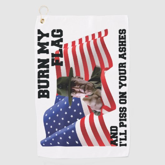 Serviette De Golf Ne brûle pas mon drapeau (Devant)