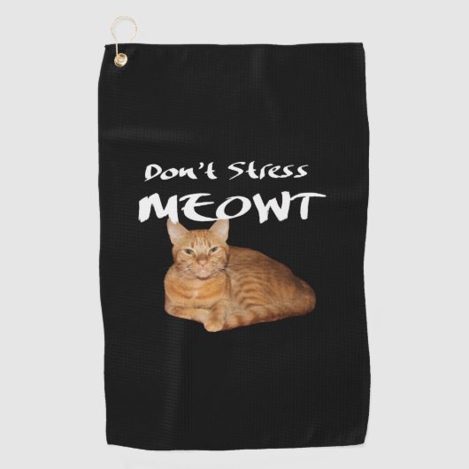 Serviette De Golf Ne stress pas Meowt - Orange Chat me stress Out (Devant)
