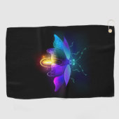 Serviette De Golf Neon Firefly sur noir (Horizontal)