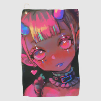 Serviette De Golf Neon Kawaii Demon Girl Pastel Goth