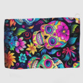 Serviette De Golf Neon Sugar Skull (Horizontal)