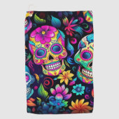Serviette De Golf Neon Sugar Skull (Devant)
