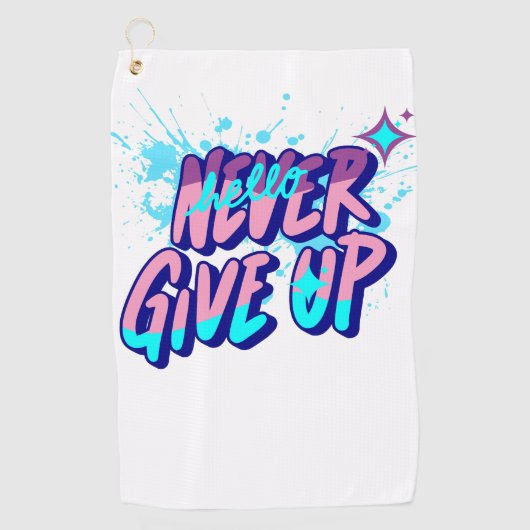 SERVIETTE DE GOLF NEVER GIVE UP  (Devant)