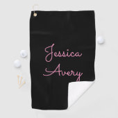 Serviette De Golf N'importe quel nom | Superbe écriture rose éditabl (En situation)