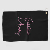Serviette De Golf N'importe quel nom | Superbe écriture rose éditabl (Horizontal)