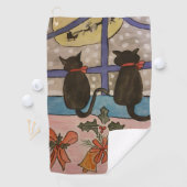 Serviette De Golf Noël Black Cat (En situation)