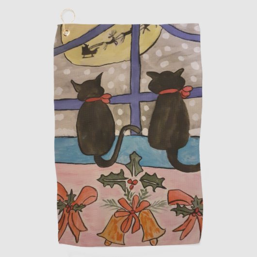 Serviette De Golf Noël Black Cat (Devant)