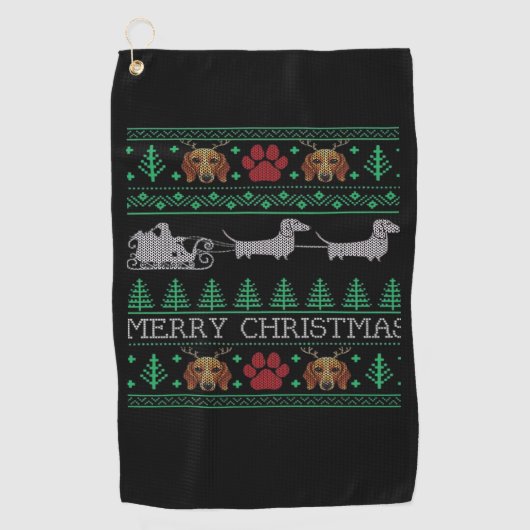 Serviette De Golf Noël Dachshund Wiener Dog Dachshund Chauve-Souris (Devant)