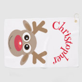 Serviette De Golf Noël Drôle Reindeer Cartoon Nouveauté Mignonne (Horizontal)