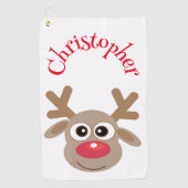 Serviette De Golf Noël Drôle Reindeer Cartoon Nouveauté Mignonne (Devant)