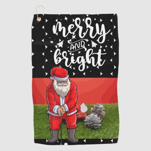 Serviette De Golf Noël du Père Noël Joyeux et lumineux (Devant)