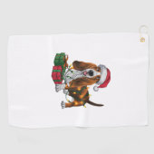 Serviette De Golf Noël Éclairage Santa Hat Basset Hound Chien Noël (Horizontal)