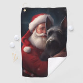 Serviette De Golf Noël festif écossais du Terrier Santa Claus (En situation)