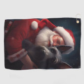 Serviette De Golf Noël festif écossais du Terrier Santa Claus (Horizontal)