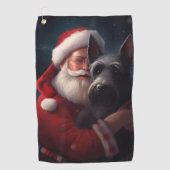 Serviette De Golf Noël festif écossais du Terrier Santa Claus (Devant)