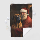Serviette De Golf Noël festif Rhodesian Ridgeback Santa Claus (En situation)
