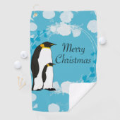 Serviette De Golf noël, noël, pingouin, fleurs, bleu, (En situation)