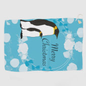 Serviette De Golf noël, noël, pingouin, fleurs, bleu, (Horizontal)