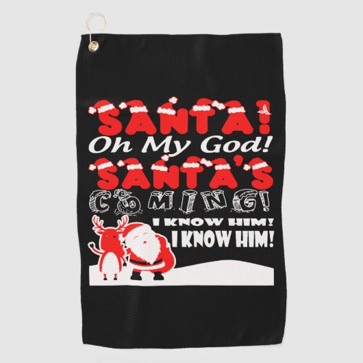 Serviette De Golf Noël - Père Noël Oh Mon Dieu Père Noël Venir Je Sa (Devant)