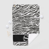 Serviette De Golf Noir Blanc Zèbre Animal Motif Monogramme initial (En situation)