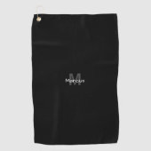 Serviette De Golf Noir Chic avec Monogramme (Devant)