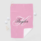 Serviette De Golf Noir et blanc Fatigue Monogramme rose (En situation)