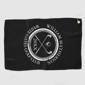 Serviette De Golf Noir et blanc Golfeur et nom du club Date (Horizontal)
