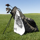 Serviette De Golf Noir et Blanc Kitten Face Drôle avec Monogramme (Vert)