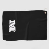 Serviette de golf noir et blanc Monogram (Horizontal)