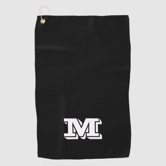 Serviette de golf noir et blanc Monogram (Devant)