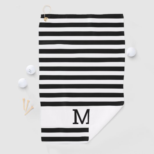 Serviette De Golf Noir et blanc monogrammes (En situation)
