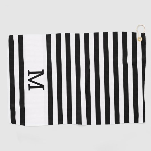Serviette De Golf Noir et blanc monogrammes (Horizontal)