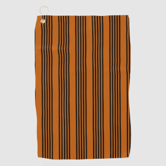Serviette De Golf Noir et brûlé orange cinq bandes motif (Devant)
