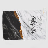 Serviette De Golf Noir et Marbre blanc (Horizontal)