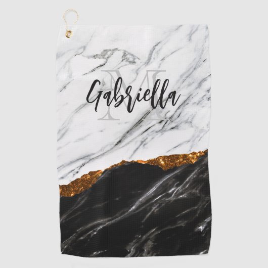 Serviette De Golf Noir et Marbre blanc (Devant)