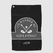 Serviette De Golf Noir Je préfère être Golfing Monogrammed Pro Grey (Devant)