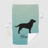 Serviette De Golf Noir Labrador Retriever Silhouette Nom personnalis (En situation)