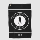 Serviette De Golf Noir meilleur oncle Famille Golfeur Monogramme Spo (Devant)