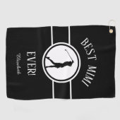 Serviette De Golf Noir Meilleure grand-mère Mimi Golfeur Monogramme  (Horizontal)