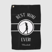 Serviette De Golf Noir Meilleure grand-mère Mimi Golfeur Monogramme  (Devant)