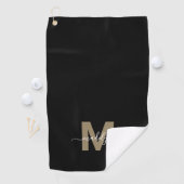 Serviette De Golf Noir Or Nom initial Monogramme (En situation)