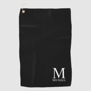 Serviette De Golf Noir Personnalisé Monogramme classique et nom
